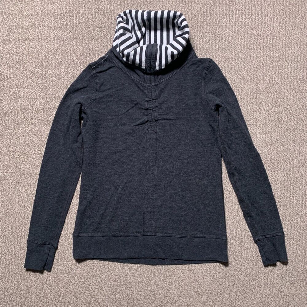 Lululemon Sweatshirt Womens 4 Black Reversible In A Cinch Pullover Funnel Neck